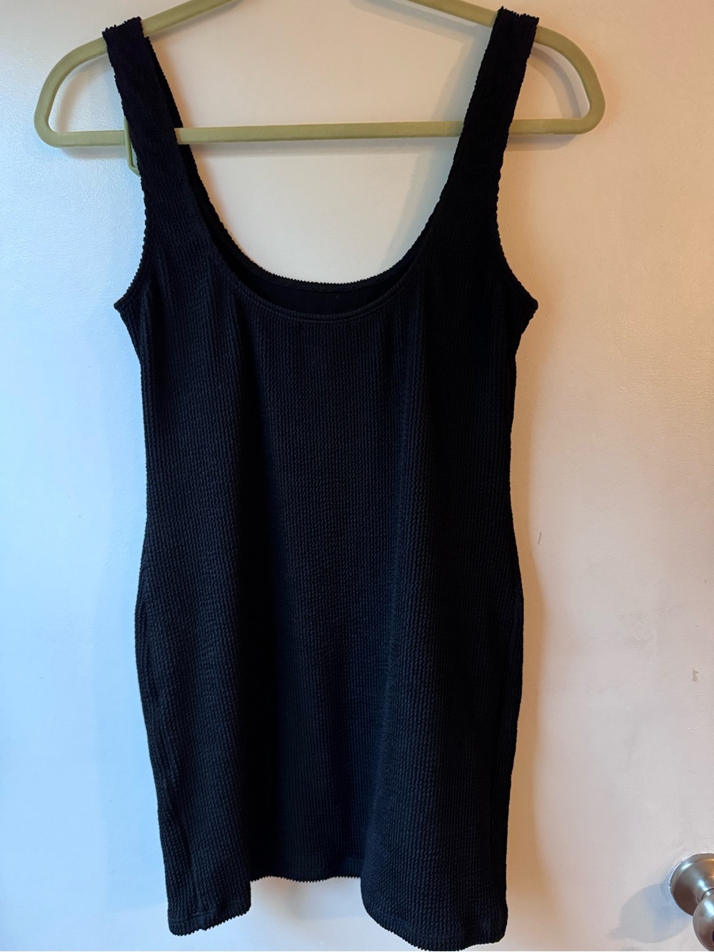 Good American Always Fits Black Ribbed Tank Dress 3/4 - Picture 3 of 5